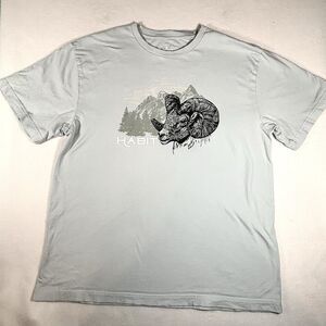 HABIT T Shirt Blue With Black Graphic Big Horn Sheep Shirt Sleeves